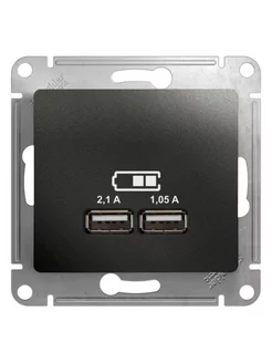 Розетка USB 2-м СП Glossa тип A+A 5В 2100мА 2х5В 1 (1шт)