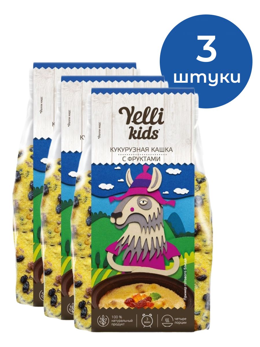 Кукурузная каша yelli kids с фруктами 120г