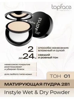 🤩💜🔥 PT261 Пудра шелковая Instyle Wet & Dry Powder, 01