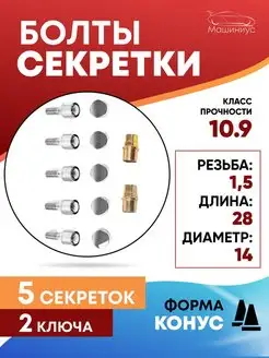 Секретки на колеса м14x1,5