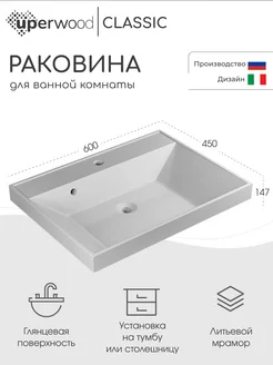 Раковина в ванную Classic 60 см