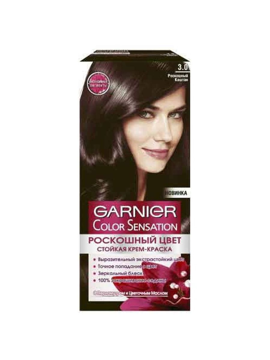 Краска для волос `Garnier` `Color Sensation` тон 3.0 (роскошный каштан)