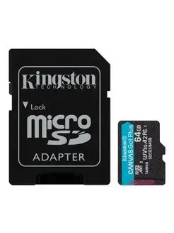 Карта памяти MicroSDXC 64GB UHS-I U3 V30 A2 + адаптер