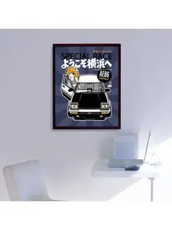 Постер Toyota AE86 anime, JDM 50X40