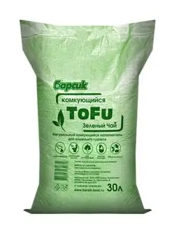 Натуральный наполнитель комкующийся TOFU Зеленый чай 30 л