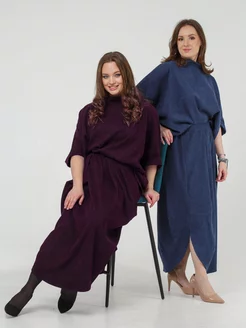 Юбка длинная нарядная из вельвета plus size 303