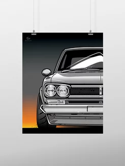 Постер 50х40 см, Nissan Skyline C10 GTR, gray