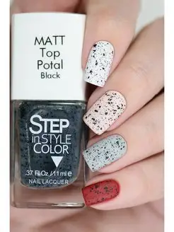 Лак для ногтей Step Топ matt Black Potal