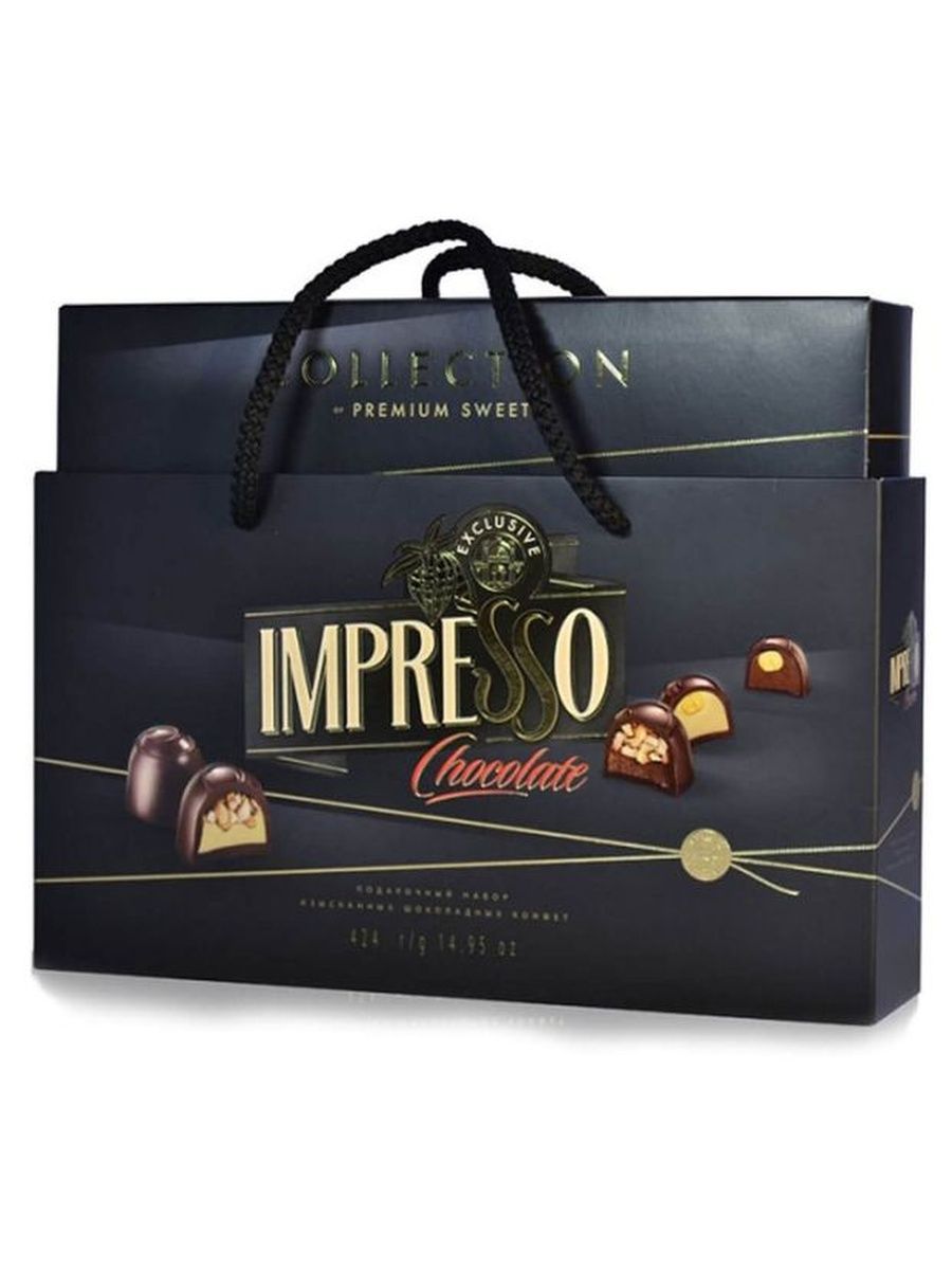 Подарочный набор impresso. Набор конфет Импрессо черный 424г. Impresso Premium конфеты. Подарочный набор шоколадных конфет impresso Premium 424 г. Набор конфет Импрессо Спартак.