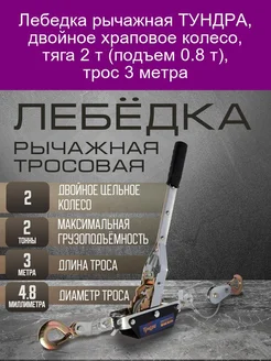 Лебедка рычажная двойное храповое колесо, тяга 2 т (