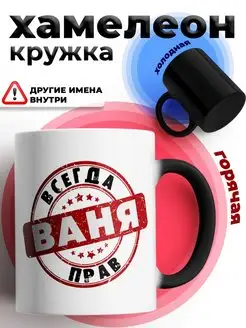 Кружка хамелеон именная с приколом Ваня