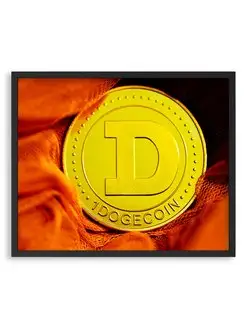 Плакат - Dogecoin криптовалюта логотип