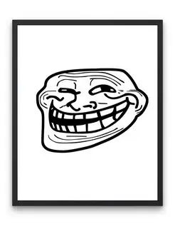 Плакат - Trollface (троллфейс, тролль) ч б