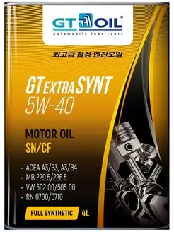 Моторное масло GT Extra Synt SAE 5W40 API SN CF 4л