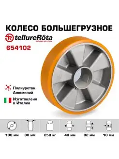 Колесо большегрузное d 100мм, г п 250кг