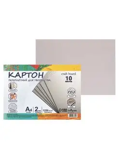 Картон А4 (210 х 297 мм), набор 10 листов, 2.0 мм, 1250 г м2