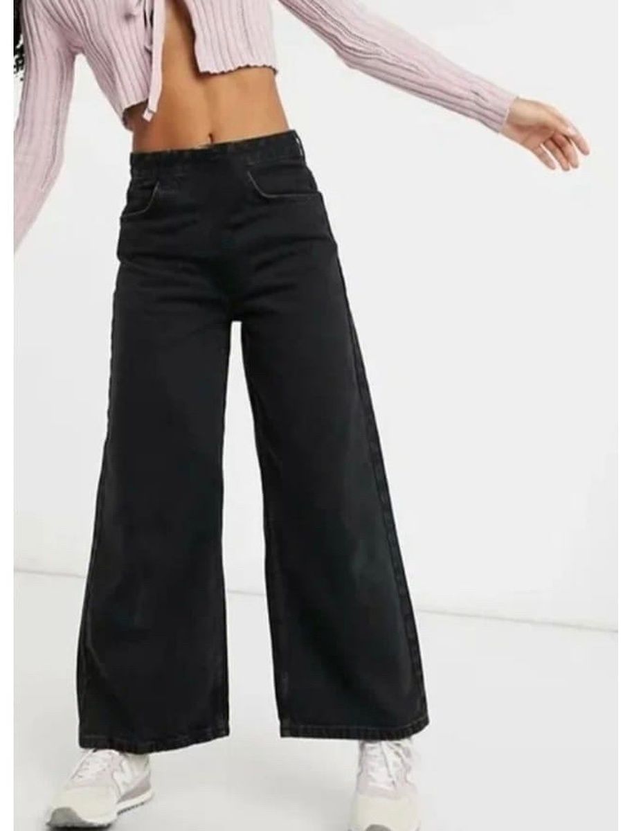 Чёрные джинсы женские широкие