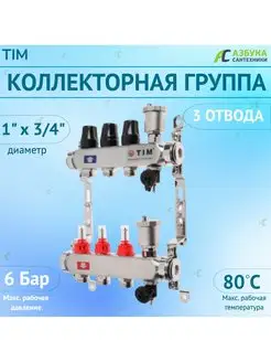 Коллекторная группа с расходомерами 1", 3 хода