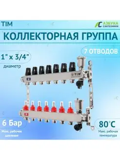 Коллекторная группа с расходомерами 1", 7 хода