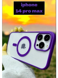 Чехол на iPhone 14 Pro Max Фиолетовый Прозрачный MagSafe