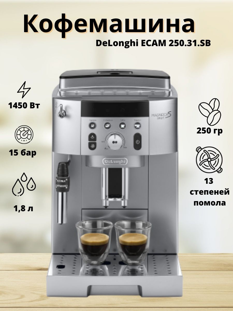 Кофемашина delonghi ecam 250.31 sb