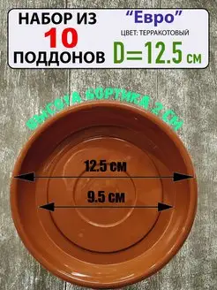 Поддон "Евро" под цветочный горшок, набор из 10шт, d-12.5см