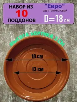 Поддон "Евро" под цветочный горшок, набор из 10шт, d-18см