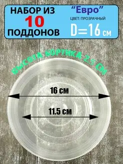 Поддон "Евро" под цветочный горшок, набор из 10шт, d-16см