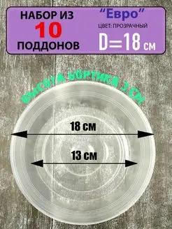 Поддон "Евро" под цветочный горшок, набор из 10шт, d-18см