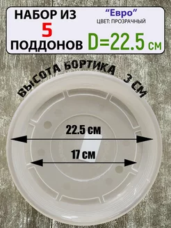 Поддон под цветочный горшок, набор из 5шт, d-22,5см