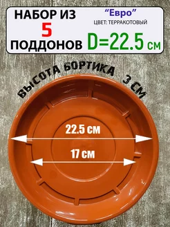 Поддон под цветочный горшок, набор из 5шт, d-22,5см