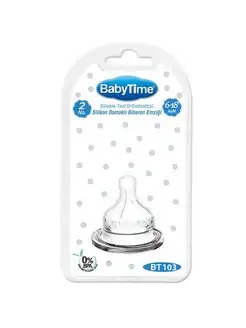 Силиконовая соска с широким горлышком BabyTime 6-18 мес