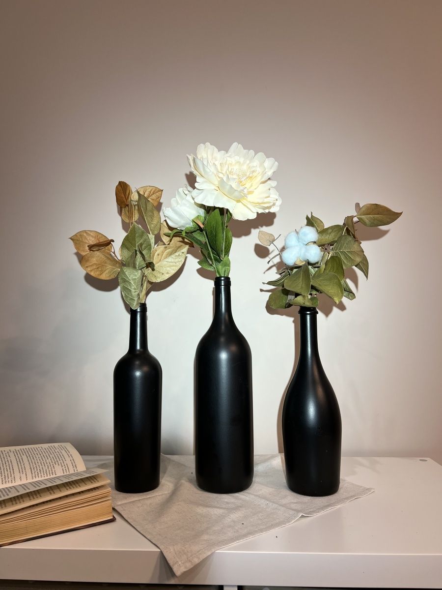 Декоративные растения в прозрачной стеклянной бутылке, изолированных на белом фоне.