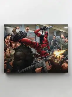 Картина "Дедпул в драке - Deadpool" 40x30 см