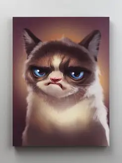 Картина "Grumpy Cat - Сердитая Кошка мем" 30x40 см