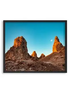 Постер - Trona pinnacles на восходе солнца с луной на небе