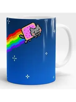 Кружка с принтом Nyan Cat мем радужная кошка