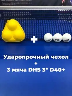 Чехол и мячи для настольного тенниса D40+ 3* ITTF