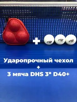 Чехол и мячи для настольного тенниса D40+ 3* ITTF