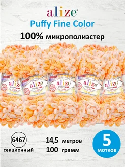 Пряжа плюшевая Puffy Fine Color 14,5м 100г 5шт. 6467