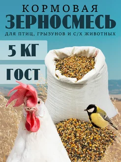 Корм для кур-несушек, птиц и грызунов зерновой 5 кг