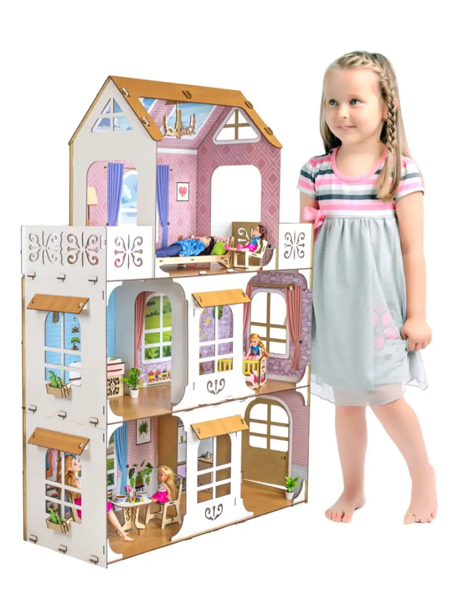 Большой дом для кукол Барби мебель в подарок кукольный домик для лол