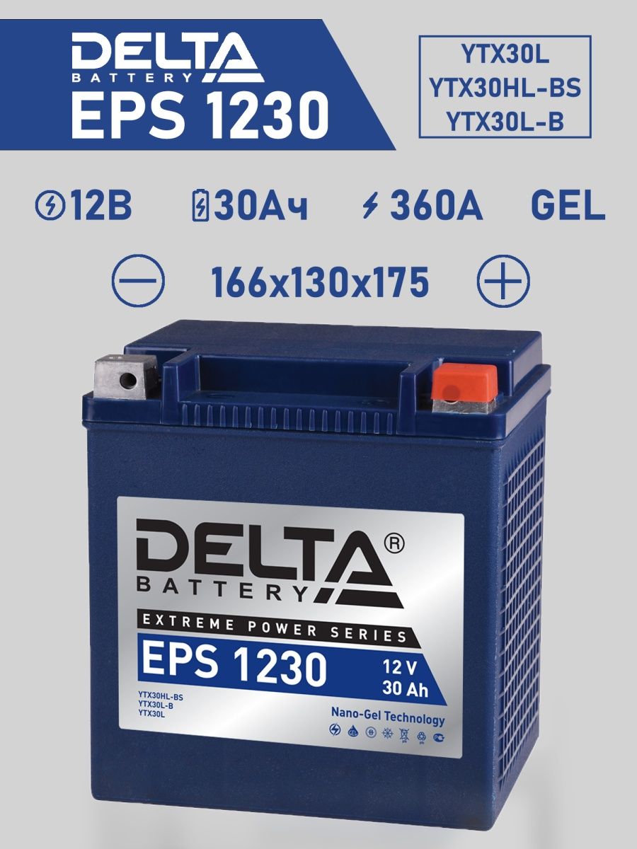 30 ампер часов. Аккумуляторная батарея Delta eps 1216. Delta 30ач. Мото аккумулятор 12v 24ah Delta eps. Дельта аккумуляторы 12в 30ач синий.
