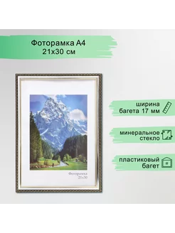 Фоторамка пластик "Камея" 21х30 см, серебро