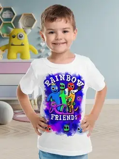 Футболка детская белая Радужные друзья Rainbow Friends