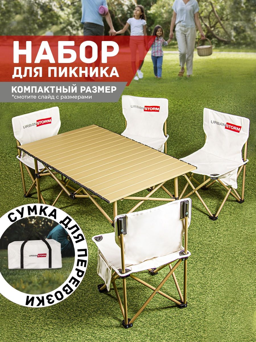 Комплект походный ecos пикник cho 150 e стол 4 стула синий