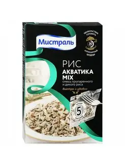 Рис дикий длиннозёрный пропаренный Акватика Mix 5х80г