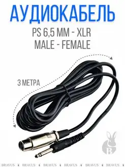 Аудио кабель для микрофона JACK 6,5 мм - XLR экранированный