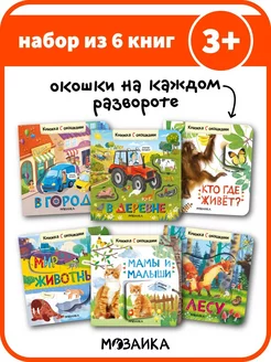 Набор книг с окошками для детей, детские развивашки 3+