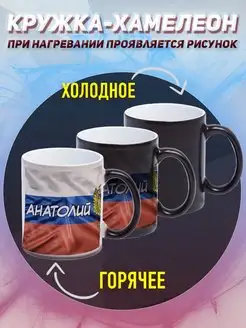 Кружка Хамелеон Именная Анатолий